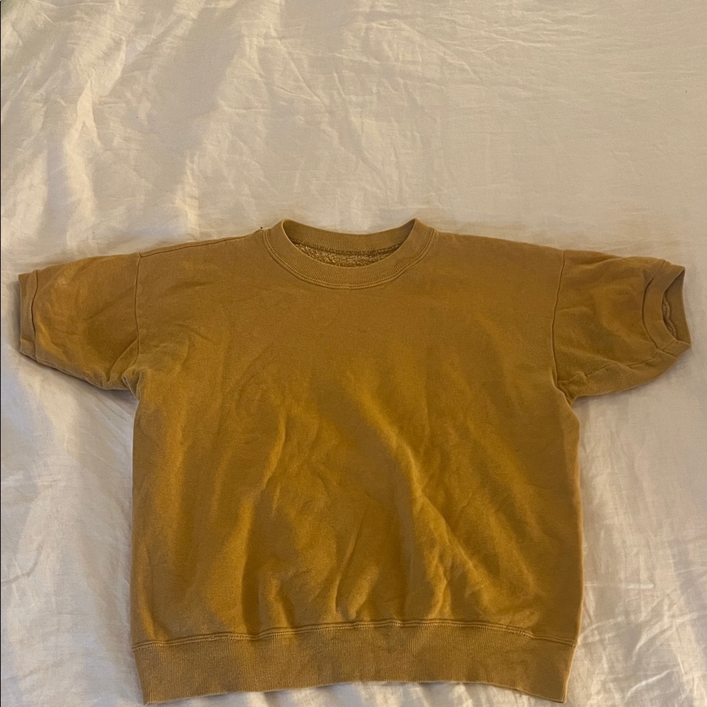 Women’s Light Brown Short-sleeved Sweatshirt - Vintage XS/S
